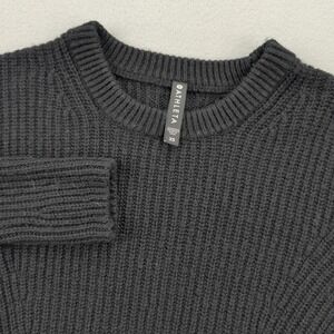 Athleta Sweater Womens XS Black Chunky Rib Knit Wool Blend Crew Pullover Warm